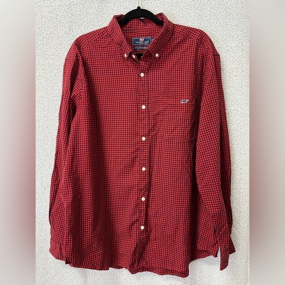 Vineyard Vines Classic Fit Tucker Shirt Red & Black Check | Size Xl